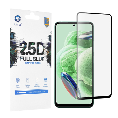 [Užsakomoji prekė] Ekrano apsauga skirta Xiaomi Redmi Note 12 5G / Note 12 4G / Poco X5 - Lito 2.5D FullGlue Glass - Juodas