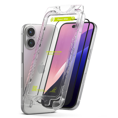 [Užsakomoji prekė] Grūdintas stikliukas iPhone 16 / iPhone 15 (set 2) - Ringke Easy Slide Tempered Glass - Skaidrus 1