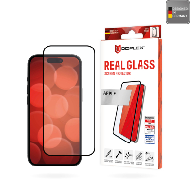 [Užsakomoji prekė] Grūdintas stikliukas iPhone 16 Plus - Displex Real Glass Full Cover - Juodas