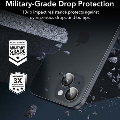 [Užsakomoji prekė] Kameros spauga skirta iPhone 15/ 15 Plus - ESR Armorite Camera Lens Protectors - Juoda 4