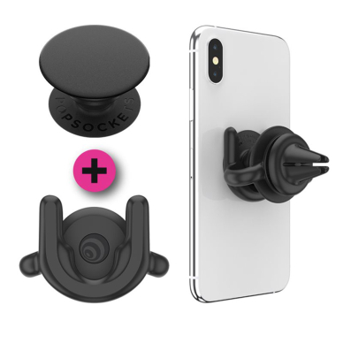 [Užsakomoji prekė] Laikiklis - Popsockets PopGrip + PopMount G2 Car Vent - Juodas