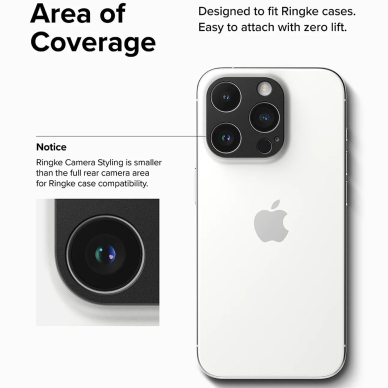 [Užsakomoji prekė] Protectie Camera pentru iPhone 15 Pro / 15 Pro Max - Ringke Camera Styling - Juodas 5