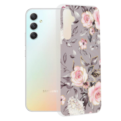 [Užsakomoji prekė] Telefono dėklas Samsung Galaxy A34 5G - Techsuit Marble Series - Bloom of Ruth Pilkas