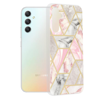 [Užsakomoji prekė] Telefono dėklas Samsung Galaxy A34 5G - Techsuit Marble Series - Rožinis Hex YKE439