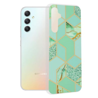 [Užsakomoji prekė] Telefono dėklas Samsung Galaxy A34 5G - Techsuit Marble Series - Žalias Hex YKE439