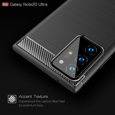 [Užsakomoji prekė] Telefono dėklas Samsung Galaxy Note 20 Ultra / Note 20 Ultra 5G - Techsuit Carbon Silicone - Juodas 2