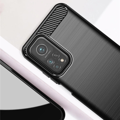 [Užsakomoji prekė] Telefono dėklas Xiaomi Mi 10T 5G / Mi 10T Pro 5G - Techsuit Carbon Silicone - Juodas 1