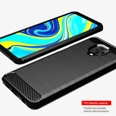 [Užsakomoji prekė] Telefono dėklas Xiaomi Redmi Note 9S / Redmi Note 9 Pro / Note 9 Pro Max - Techsuit Carbon Silicone - Juodas 2