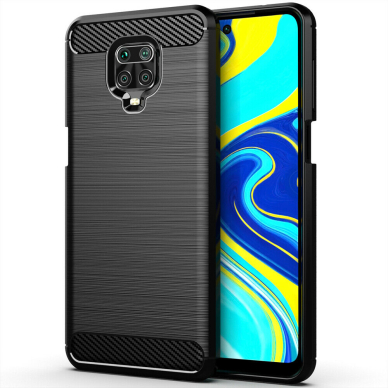 [Užsakomoji prekė] Telefono dėklas Xiaomi Redmi Note 9S / Redmi Note 9 Pro / Note 9 Pro Max - Techsuit Carbon Silicone - Juodas