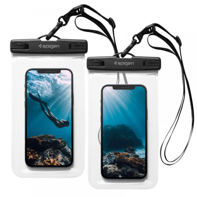 [Užsakomoji prekė] Universalus Dėklas skirtas (2vnt) - Spigen Waterproof Case A601 - permatomas