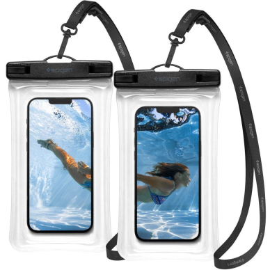 Vandeniui atsparus dėklas Spigen A610 UNIVERSAL WATERPROOF 2-PACK Permatomas 10