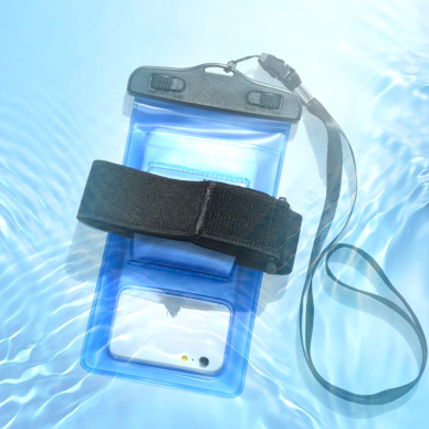 Vandeniui atsparus dėklas Waterproof case with a PVC phone band - rožinis 5