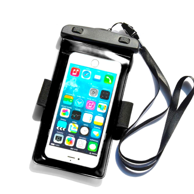 Waterproof case su PVC phone band - Juodas