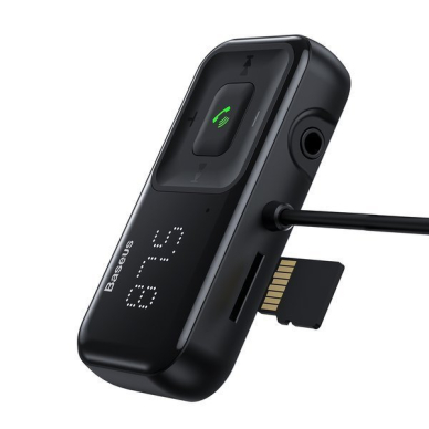 Wireless Bluetooth FM transmitter with charger Baseus S-16 (Overseas edition) - Juodas 1