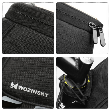 Wozinsky Bike Front Storage Bag Bicycle Frame Phone Case 6,5 Inch Max 1,5L Black (Wbb2Bk)  5