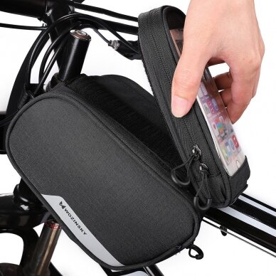 Wozinsky Bike Front Storage Bag Bicycle Frame Phone Case 6,5 Inch Max 1,5L Black (Wbb7Bk)  2