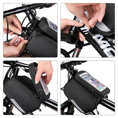 Wozinsky Bike Front Storage Bag Bicycle Frame Phone Case 6,5 Inch Max 1,5L Black (Wbb7Bk)  8