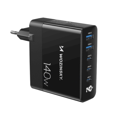 Wozinsky CGWCB 140W GaN wall Įkroviklis  3 x USB-C / 2 x USB-A - Juodas