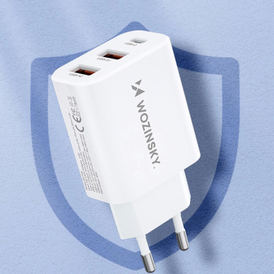 Wozinsky CWCUCW 30W USB-C / 2 x USB-A wall Įkroviklis  - baltas 13