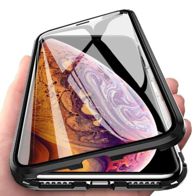 Wozinsky Full Magnetic Case Full Body Front and Back Cover with built-in glass for Vivo X60 black-transparent 1