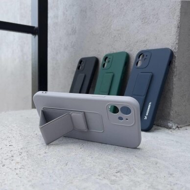 Wozinsky Kickstand Lankstaus Silikono Dėklas Su Stovu iPhone 11 Pro Max Juodas 15