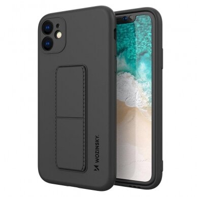 Wozinsky Kickstand Lankstaus Silikono Dėklas Su Stovu iPhone 11 Pro Max Juodas