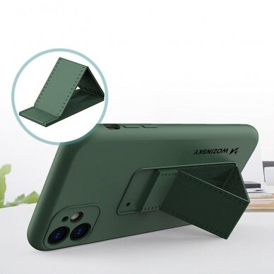 Wozinsky Kickstand Lankstaus Silikono Dėklas Su Stovu iPhone 11 Pro Max Tamsiai Mėlynas 1