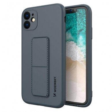 Wozinsky Kickstand Lankstaus Silikono Dėklas Su Stovu iPhone 11 Pro Max Tamsiai Mėlynas