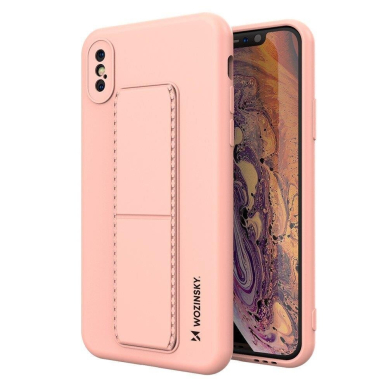 Iphone Xs Max Wozinsky Kickstand Lankstaus Silikono Dėklas Su Stovu Rožinis