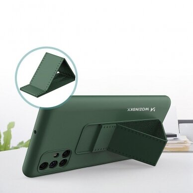 Wozinsky Kickstand Lankstaus Silikono Dėklas Su Stovu Samsung Galaxy M51 Mėlynas 3