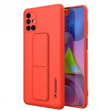 Wozinsky Kickstand Lankstaus Silikono Dėklas Su Stovu Samsung Galaxy M51 Raudonas