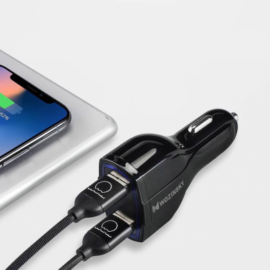 Wozinsky Universalus Automobilinis Įkroviklis 2X Usb / Usb Type C Quick Charge 3.0 Qc3.0 Juodas (Wcc-01) 1