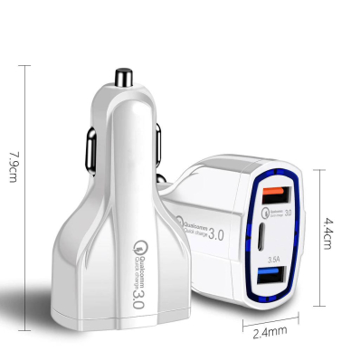 Wozinsky Universalus Automobilinis Įkroviklis 2X Usb / Usb Type C Quick Charge 3.0 Qc3.0 Juodas (Wcc-01) 9