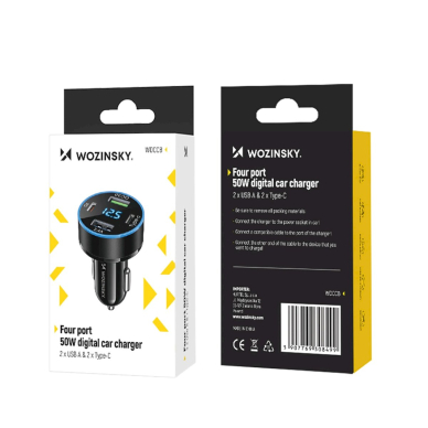 Wozinsky WDCCB Car Charger with Display 50W 2xUSB-C / 2xUSB-A - Juodas 8