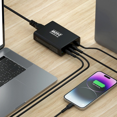 Wozinsky WGCSB 240W GaN wall Įkroviklis  USB-A / 3 x USB-C - Juodas 14