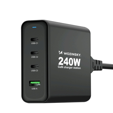 Wozinsky WGCSB 240W GaN wall Įkroviklis  USB-A / 3 x USB-C - Juodas 2