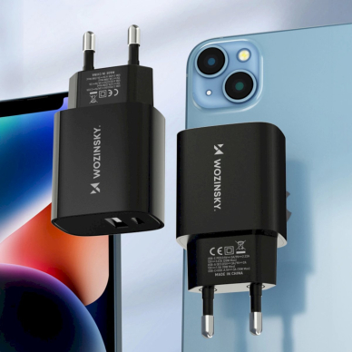 Wozinsky WGWCB USB-A USB-C 20W wall Įkroviklis  - Juodas 15