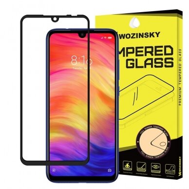 Akcija! Xiaomi Redmi 7 lenktas grūdintas apsauginis stiklas wozinsky H Pro 5D FULL GLUE juodais kraštais